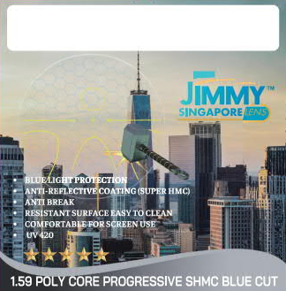 Mặt trước bao bì gốc 1.59 Poly Core Progressive SHMC Blue Cut